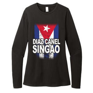 Diaz Canel Singao Cuban Flag Distressed Womens CVC Long Sleeve Shirt