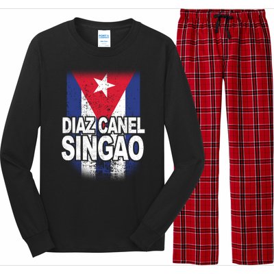 Diaz Canel Singao Cuban Flag Distressed Long Sleeve Pajama Set