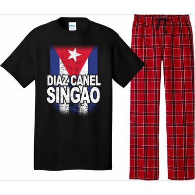 Diaz Canel Singao Cuban Flag Distressed Pajama Set