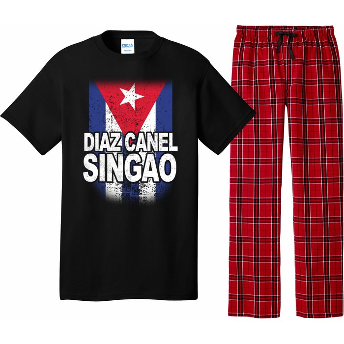 Diaz Canel Singao Cuban Flag Distressed Pajama Set