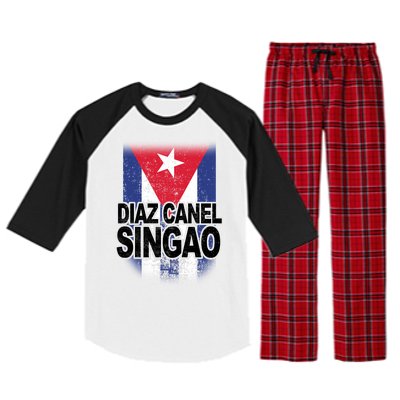 Diaz Canel Singao Cuban Flag Distressed Raglan Sleeve Pajama Set