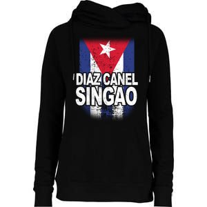 Diaz Canel Singao Cuban Flag Distressed Womens Funnel Neck Pullover Hood