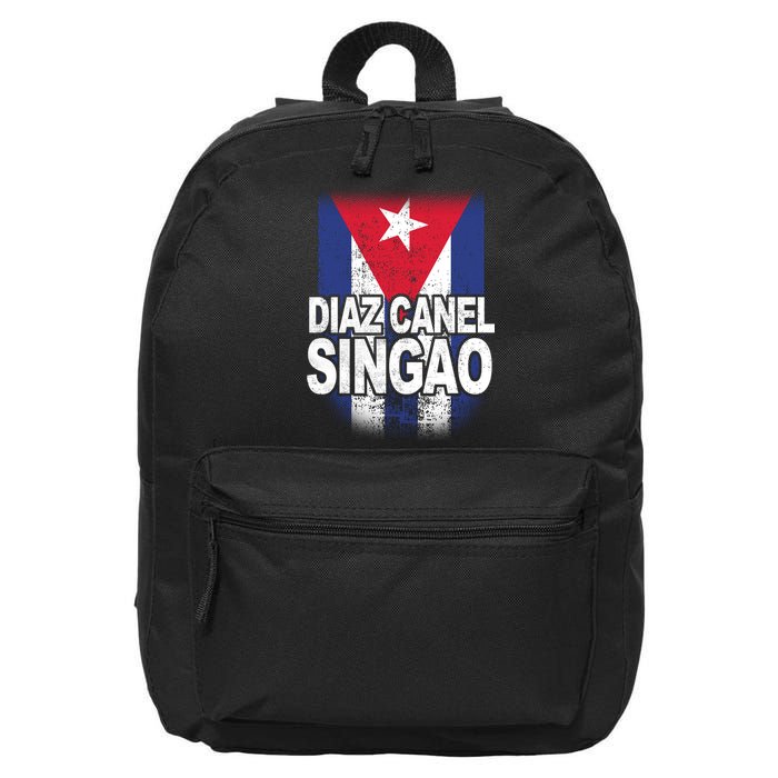 Diaz Canel Singao Cuban Flag Distressed 16 in Basic Backpack