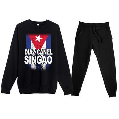 Diaz Canel Singao Cuban Flag Distressed Premium Crewneck Sweatsuit Set