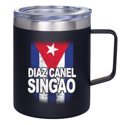 Diaz Canel Singao Cuban Flag Distressed 12oz Stainless Steel Coffee Mug