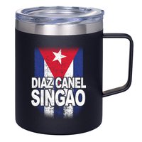 Diaz Canel Singao Cuban Flag Distressed 12oz Stainless Steel Coffee Mug