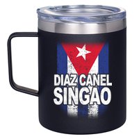Diaz Canel Singao Cuban Flag Distressed 12oz Stainless Steel Coffee Mug