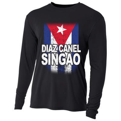 Diaz Canel Singao Cuban Flag Distressed Cooling Performance Long Sleeve Crew