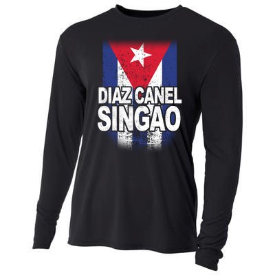 Diaz Canel Singao Cuban Flag Distressed Cooling Performance Long Sleeve Crew