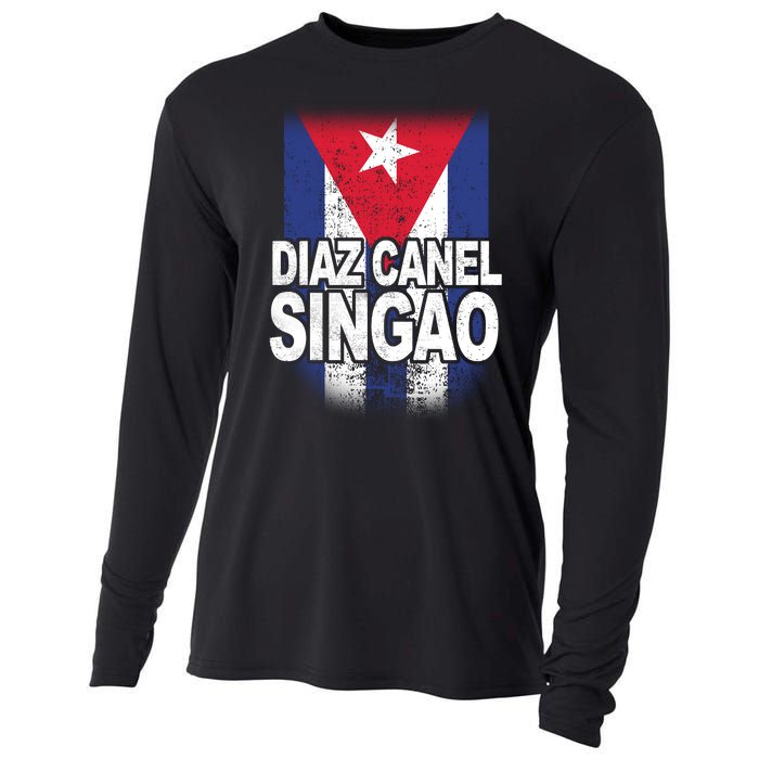 Diaz Canel Singao Cuban Flag Distressed Cooling Performance Long Sleeve Crew