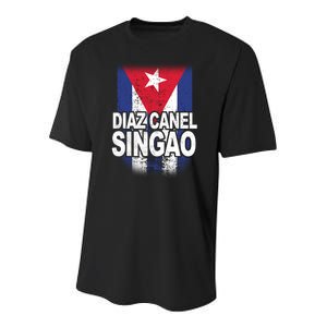 Diaz Canel Singao Cuban Flag Distressed Youth Performance Sprint T-Shirt