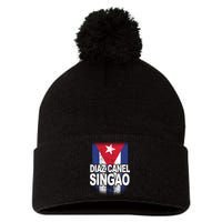 Diaz Canel Singao Cuban Flag Distressed Pom Pom 12in Knit Beanie