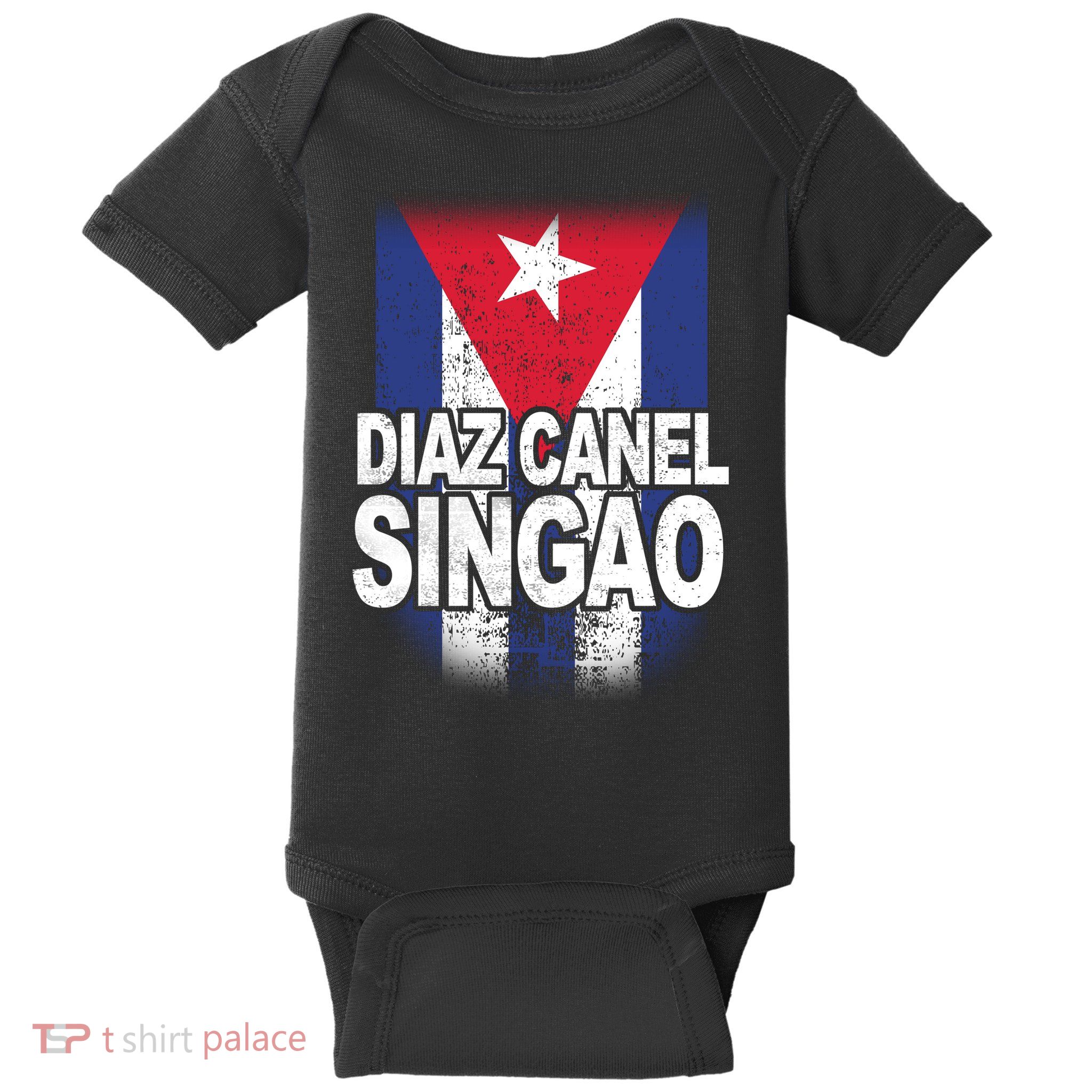 Diaz Canel Singao Cuban Flag Distressed Baby Bodysuit