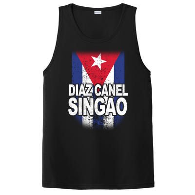 Diaz Canel Singao Cuban Flag Distressed PosiCharge Competitor Tank