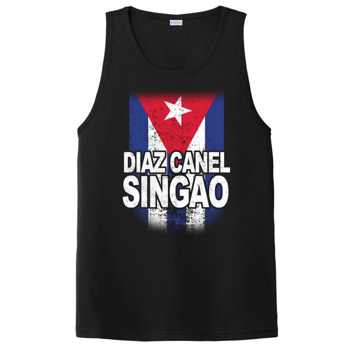 Diaz Canel Singao Cuban Flag Distressed PosiCharge Competitor Tank