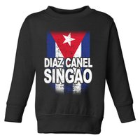 Diaz Canel Singao Cuban Flag Distressed Toddler Sweatshirt