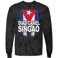 Diaz Canel Singao Cuban Flag Distressed Tie-Dye Long Sleeve Shirt