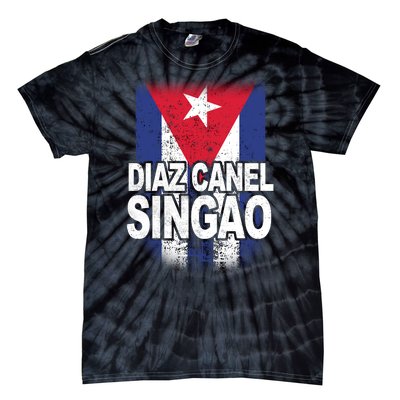 Diaz Canel Singao Cuban Flag Distressed Tie-Dye T-Shirt