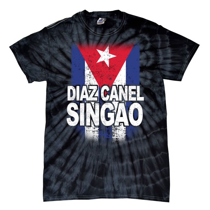 Diaz Canel Singao Cuban Flag Distressed Tie-Dye T-Shirt