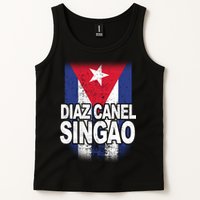 Diaz Canel Singao Cuban Flag Distressed Tank Top