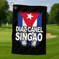 Diaz Canel Singao Cuban Flag Distressed Golf Towel