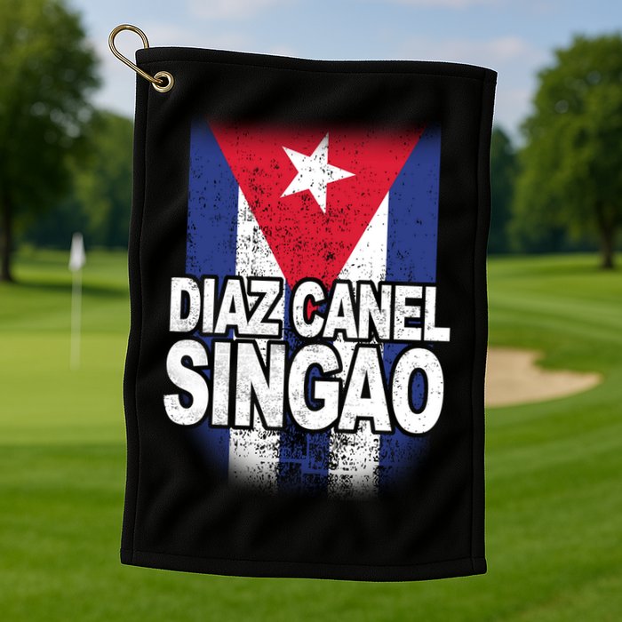 Diaz Canel Singao Cuban Flag Distressed Golf Towel
