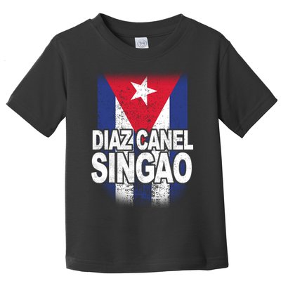 Diaz Canel Singao Cuban Flag Distressed Toddler T-Shirt