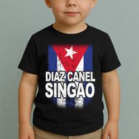 Diaz Canel Singao Cuban Flag Distressed Toddler T-Shirt