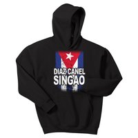 Diaz Canel Singao Cuban Flag Distressed Kids Hoodie