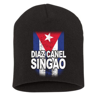 Diaz Canel Singao Cuban Flag Distressed Short Acrylic Beanie