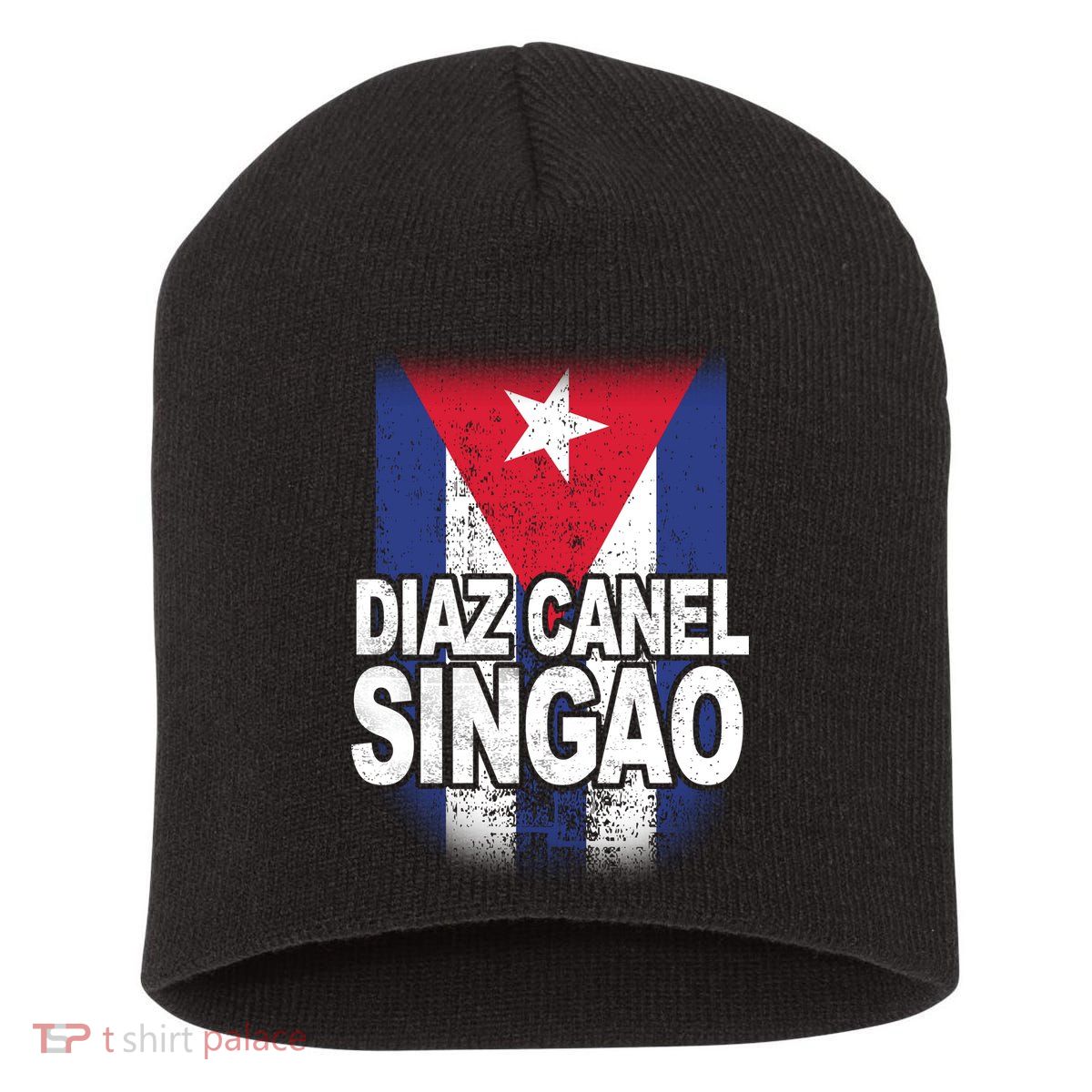 Diaz Canel Singao Cuban Flag Distressed Short Acrylic Beanie
