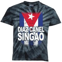 Diaz Canel Singao Cuban Flag Distressed Kids Tie-Dye T-Shirt