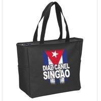 Diaz Canel Singao Cuban Flag Distressed Zip Tote Bag