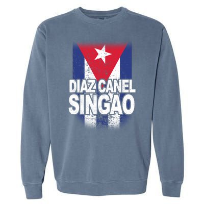 Diaz Canel Singao Cuban Flag Distressed Garment-Dyed Sweatshirt