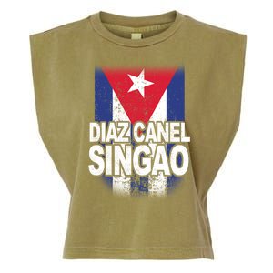 Diaz Canel Singao Cuban Flag Distressed Garment-Dyed Women's Muscle Tee