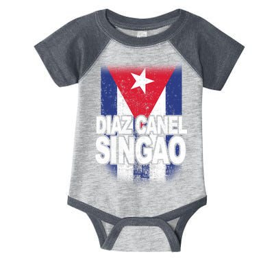 Diaz Canel Singao Cuban Flag Distressed Infant Baby Jersey Bodysuit