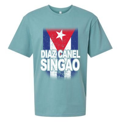 Diaz Canel Singao Cuban Flag Distressed Sueded Cloud Jersey T-Shirt