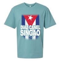 Diaz Canel Singao Cuban Flag Distressed Sueded Cloud Jersey T-Shirt