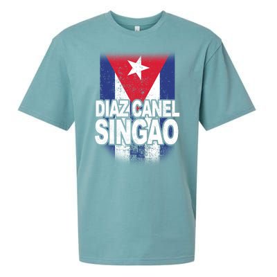 Diaz Canel Singao Cuban Flag Distressed Sueded Cloud Jersey T-Shirt