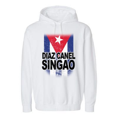 Diaz Canel Singao Cuban Flag Distressed Garment-Dyed Fleece Hoodie