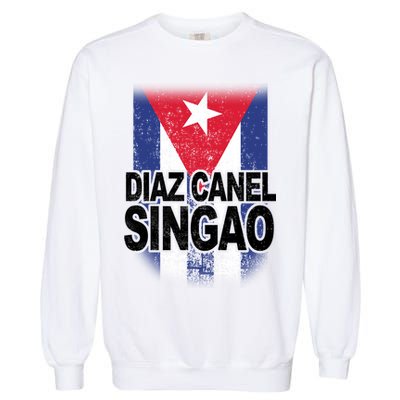 Diaz Canel Singao Cuban Flag Distressed Garment-Dyed Sweatshirt