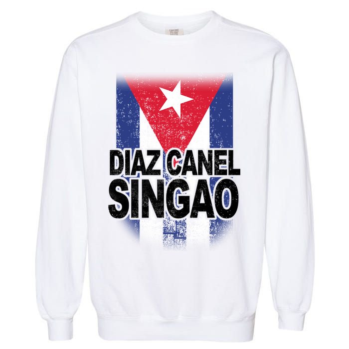 Diaz Canel Singao Cuban Flag Distressed Garment-Dyed Sweatshirt