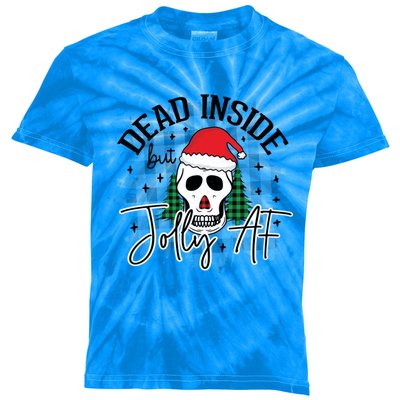 Dead Inside But Jolly Af Funny Holiday Christmas Gift Kids Tie-Dye T-Shirt