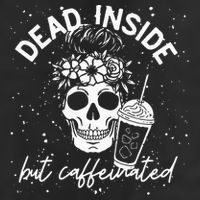 Dead Inside But Caffeinated Mom Skull Flower Coffee Lover Cool Comfort Performance Bucket Hat