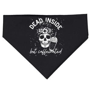 Dead Inside But Caffeinated Mom Skull Flower Coffee Lover USA-Made Doggie Bandana