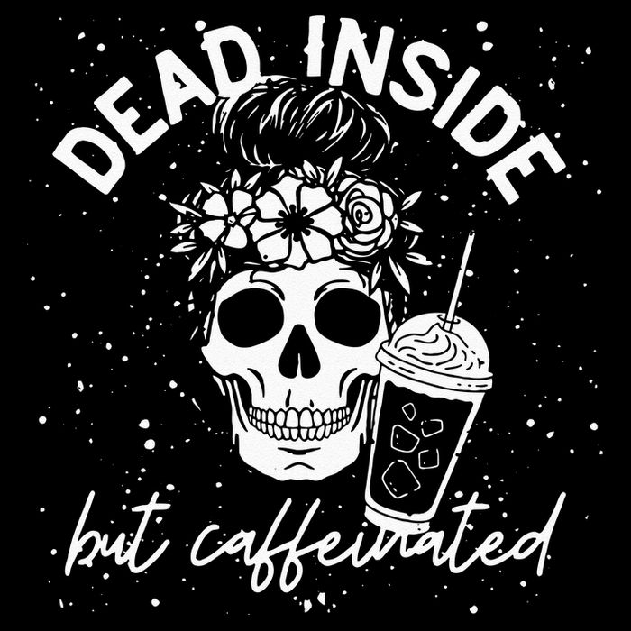 Dead Inside But Caffeinated Mom Skull Flower Coffee Lover Cooling Performance Crew T-Shirt