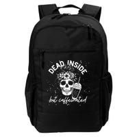 Dead Inside But Caffeinated Mom Skull Flower Coffee Lover Backpack