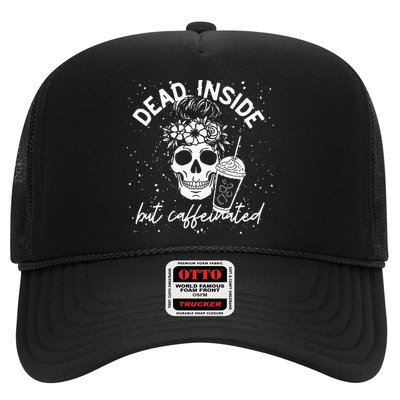 Dead Inside But Caffeinated Mom Skull Flower Coffee Lover Trucker Hat