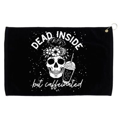 Dead Inside But Caffeinated Mom Skull Flower Coffee Lover Grommeted Golf Towel