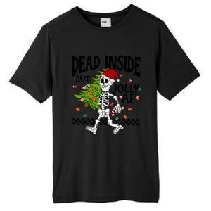 Dead Inside But Jolly Af Funny Skeleton Christmas Tree Retro Cute Gift Tall Fusion ChromaSoft Performance T-Shirt